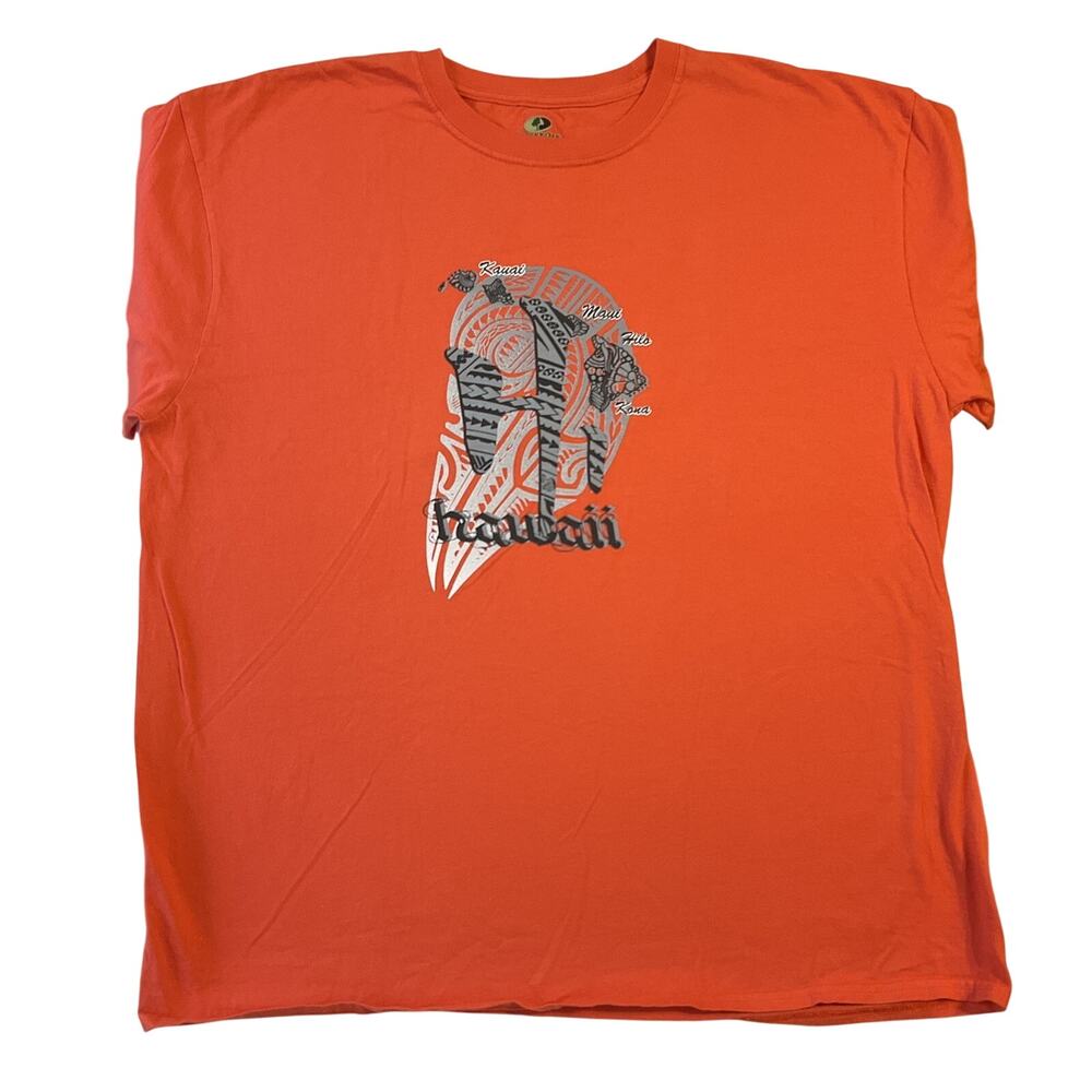 Mossy Oak Men Shirt XL Orange Graphic Print Hawaiian Islands Short Sleeve